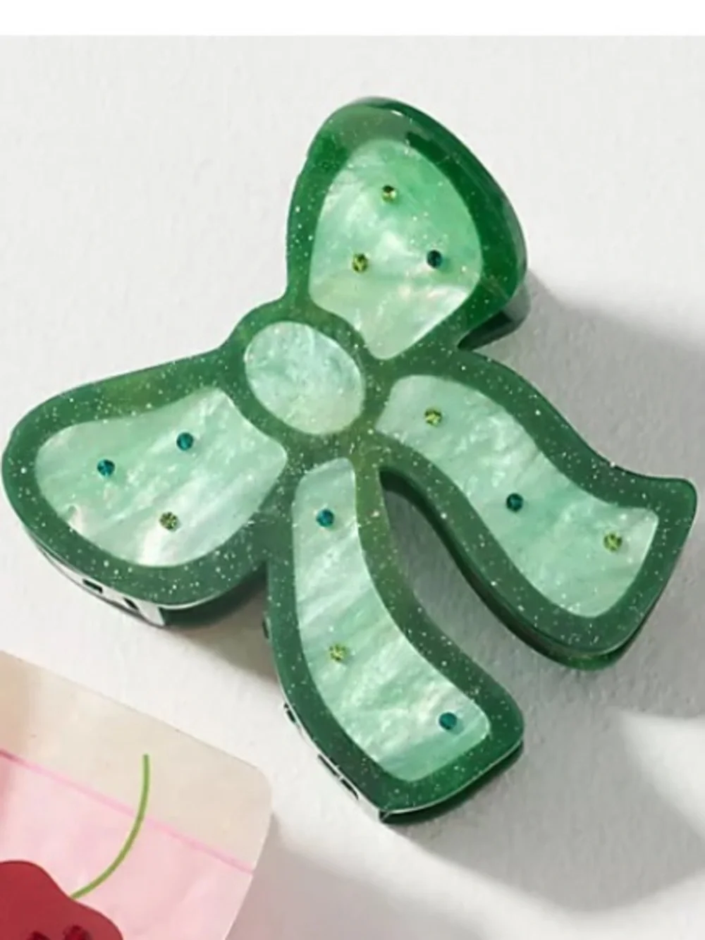 Anthropologie Cocktail Hair Clips, Espresso, ☕️ Cherry 🍒 Green Bow 🎀